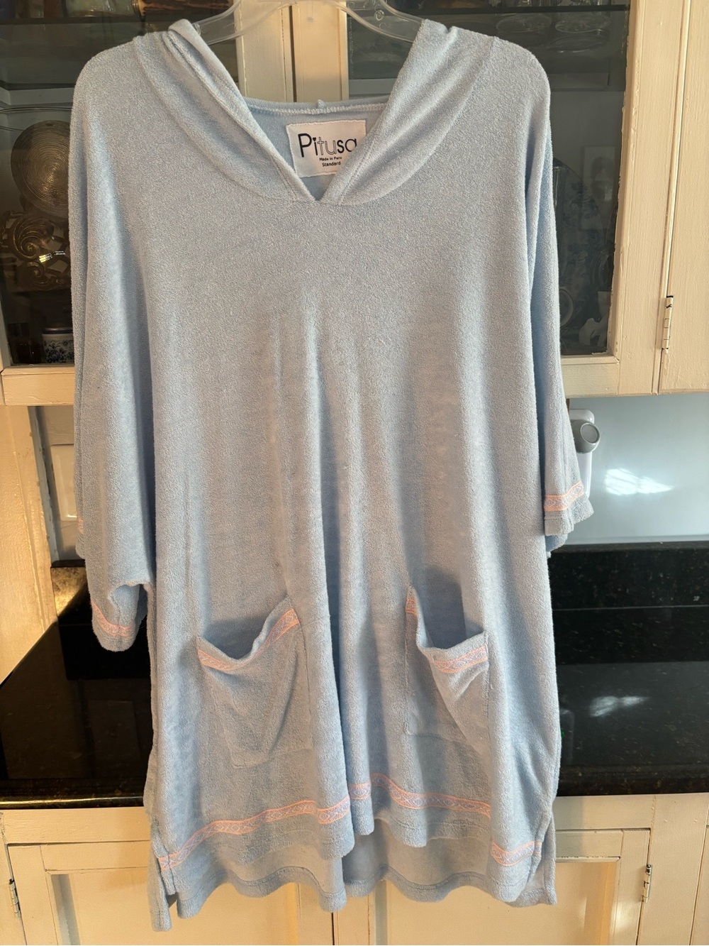 Pitusa Light Blue Swim Coverup with Pink Trim